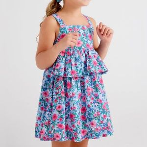 Mayoral Blue and Pink Floral Kids Dress Size: 4